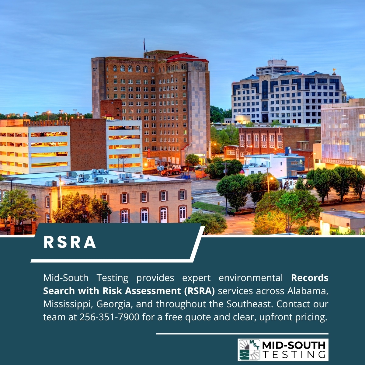 view of commercial property in Alabama representing environmental Records Search with Risk Assessment (RSRA) services in Alabama, Mississippi, and Georgia
